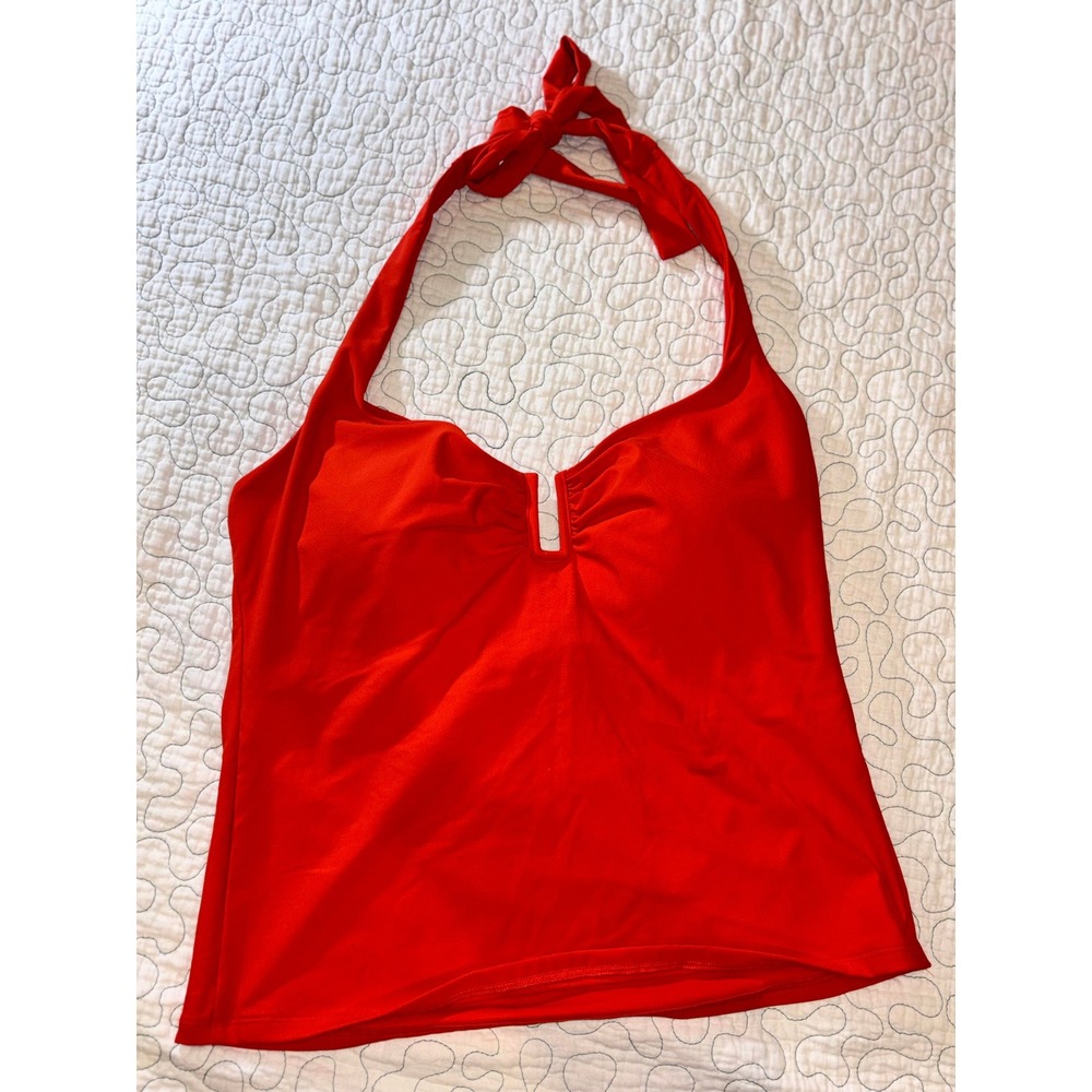 CALIA Red‎ Halter Tankini Top U-Wire Ruched Swimwear Women Size XL NWOT